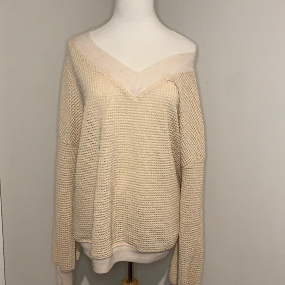 Listicle Wide Collar Waffle Sweater
